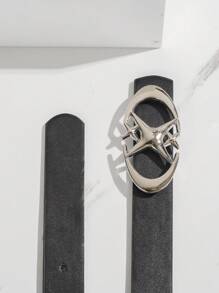 1 件女士时尚 PU 腰带，配新月和星形扣，百搭装饰 - 黑色 - 查看 3