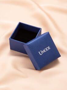 1 件仿水钻单石旁路订婚戒指，带戒指盒，单颗 CZ（方晶锆石）女士结婚周年纪念戒指，精致白金镀铂金可调节戒指，带珠宝戒指礼盒，浪漫闪亮戒指 - 白金 - 查看 6