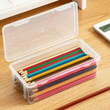 1 个透明文具盒，大容量塑料铅笔盒，儿童桌面收纳蜡笔、铅笔 - 透明 - 查看 1