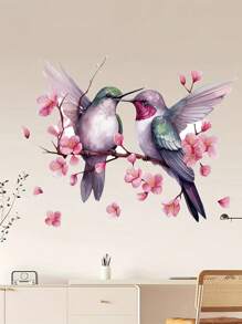 1 件蜂鸟和花卉图案墙贴，贴纸，适用于卧室、厨房、客厅和卫生间的墙贴，用于家居装饰的乙烯基贴花，装饰品让您的家焕然一新