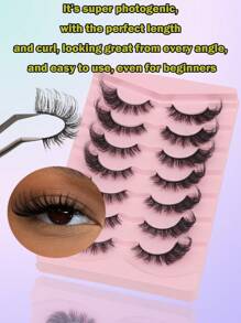 7 对 3D 猫眼仿貂皮睫毛 - 超浓密迷人，DD 卷曲，8-17 毫米长度，蓬松迷人闪亮的眼睛，易于 DIY 和可重复使用，适合初学者，非常适合戏剧性的眼睛扩大效果，手工制作的睫毛延长 - 眼尾拉長款 - 查看 7