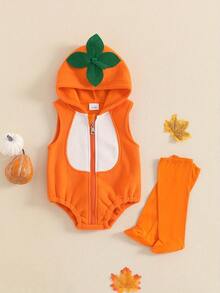 Disfraz de abeja para bebé, mono sin mangas con capucha y calcetines largos, disfraz de abejorro para bebé recién nacido - Naranja - Ver 4