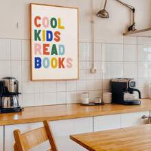 1pc, Canvas Hanging Picture, Framed Decorative Painting, Poster, Wall Art, Chic And Cool Young People Love Reading Canvas Wall Art - Bright Colors, Simple Design, Suitable For Game Rooms, Classrooms And Home Decor - Perfect For Young People's Rooms And Living Spaces Gifts Birthday Graduation