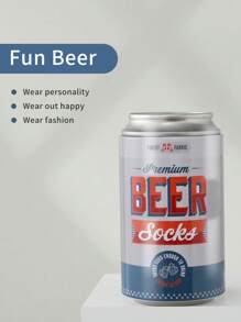 1 par de calcetines de media pantorrilla para mujeres con diseño creativo de lata de cerveza gris, suaves y transpirables, diseño simple y elegante, adecuados para el hogar, salidas, fiestas, regalos para familiares y amigos, calcetines unisex para todas las estaciones