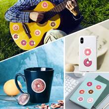 500 Piezas Pegatinas de Donuts Lindas Rollo Pegatinas Vinilo Estética para Scrapbooking, Diario, Parachoques, Monopatín, Botella de Agua, Dibujos Animados, Casco, Coche