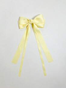 1pc Women Fashionable Casual Elegant High-Quality Simple Polyester Ribbon Clip, Metal Clip, Suitable For Daily, Coordination, Outdoor, Photography, Great Gift For Friends Hair Clips Claw Clips Hair Claws Hair Slide Hair Barrettes, School Stuff, College, Winter Outfit For Women, Bows, Cute, Hair Accessories, Head Accessories, Hairpin - Yellow - View 2