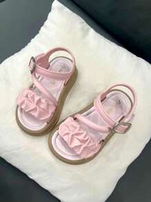 1 双女孩镂空设计可爱淑女风格 PVC 粉色凉鞋，适合夏季度假 - 粉色 - 查看 8