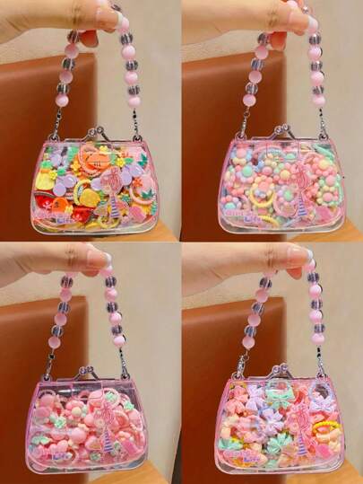 20/60件装可爱卡通发饰礼盒装，多功能发圈，适合女孩，是狂欢节、返校季、毕业季的理想之选，也是理想的节日礼物。