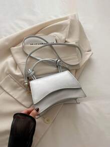 1 Pc Stylish Solid Color Novelty Bag, Flip Magnet Handbag ,Adjustable Shoulder Strap Crossbody Bag,Multifunctional Shoulder Bag,For Children/Student/Girl For Shopping/Daily Use - Silver - View 9