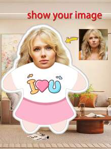 1pc Custom "I Love You" Throw Pillow - Personalized Photo Throw Pillow, Soft Polypropylene, Unique Living Room & Bedroom Cushion, Ideal Gift For Couples, Friends & Partners, Soft Huggable Present For Halloween, Christmas - Multiple Sizes Available - Ms. - View 1