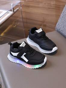 1 Pair Children's Spring/Autumn Lighted Sneakers, Boys' White Shoes, Girls' Sports Shoes
