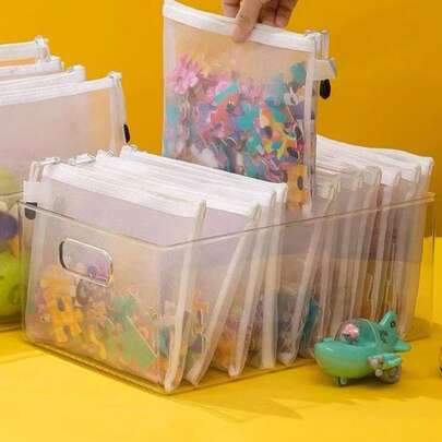 12 件 5 件/1 件玩具收纳袋、拼图分类、小零件积木、文件夹、办公用品袋、便携式旅行配件收纳袋、月度纸质账单/收据收纳袋、A4 文件夹，学校、家庭、办公室、教室必备