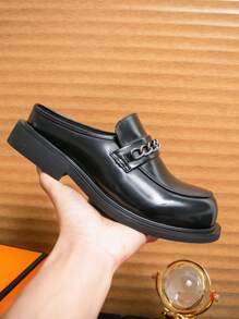 2025 New Summer Men Loafers Slip On Breathable Slouchy Backless Moccasins - Black - View 9