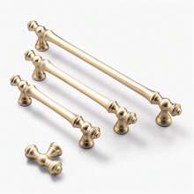 2pcs/4pcs Brushed Brass Cabinet Knobs, Golden Zinc Alloy Metal Handles For Kitchen Cupboards & Vanity Drawers, Durably Crafted For Home Renovation - Cabinet Hardware Pulls