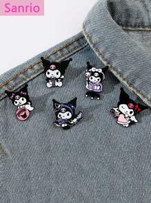 Sanrio 5 peças Sanrio, broche de esmalte adorável, broche de metal Sanrio criativo e personalizado com desenho animado, decoração fofa Kuromi, broche de liga de óleo, acessórios comemorativos, acessórios decorativos de escritório, camisas, jaquetas, joias, Natal, Halloween