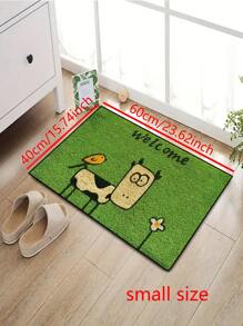 1pc Cow Bird Flower Welcome Mat, Pastoral Style Non-Slip Mat, Machine Washable Polyester Fiber Doormat, Suitable For Kitchen, Living Room, Bedroom, Entrance, Home Decor, Room Decor, All Season - Green - View 10