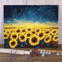 40x50cm/16" X 20" - 1 szt. Zestaw do malowania cyfrowego dla dorosłych DIY, słonecznik, morze, czarne niebo, odpowiedni do biura domowego, sypialni, dekoracji salonu