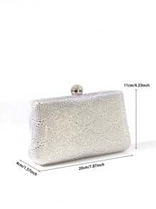 优雅水钻手拿包，配有可拆卸金属手柄和肩带 - 女士时尚条纹晚宴包，适合婚礼和派对