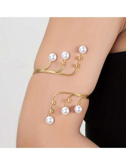 1 Stück modische und elegante hochwertige Perlenarmband aus Kunstperlen für Frauen - geeignet für Strand, Resort, Party, macht ein großartiges Geschenk für Freunde