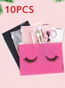 10 件装旅行收纳袋睫毛拉链袋磨砂自封袋化妆品袋服装夹链密封袋旅行必需品旅行配件女性旅行必备品旅行收纳袋行李箱夏季海滩度假 - 彩色 - 查看 2