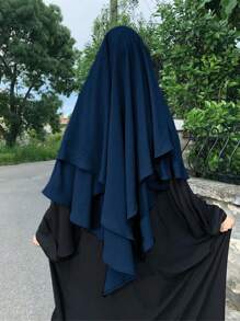 1 件时尚经典双层围巾头巾，适合女性日常穿着 Abaya - 彩色 - 查看 7