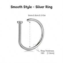 2 Pieces/1-Piece Fashion Nose Rings, Gold And Silver Stainless Steel Nose Rings, Non-Piercing Design Fake Nose Rings, Punk Style, Hip Hop Style, D-Shaped Nose Rings, Crystal Nose Rings, Zirconia-Inlaid Fake Nose Rings