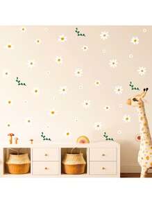 1 Set de decoraciones para el hogar, pegatinas de pared creativas de estilo bohemio con patrón de flores, margaritas autoadhesivas para decorar dormitorios, entradas, salas de estar y porches