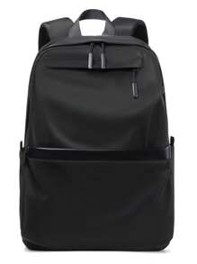 Solid Color Unisex Student Backpack, Large Capacity Waterproof Laptop Bag For Travel