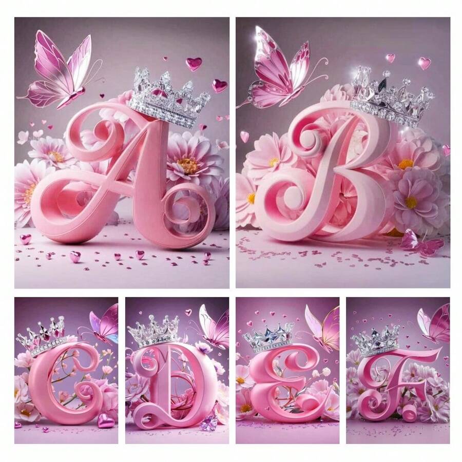 Set per decorazione fai-da-te con pittura di diamanti, lettere corona, strass, mosaico, farfalla, alfabeto, pittura di diamanti, arte da parete, artigianato decorazione per la casa