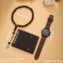 3-Piece Gift Set, Wristwatch, Wallet Plus Bracelet, Brilliant And Engraved