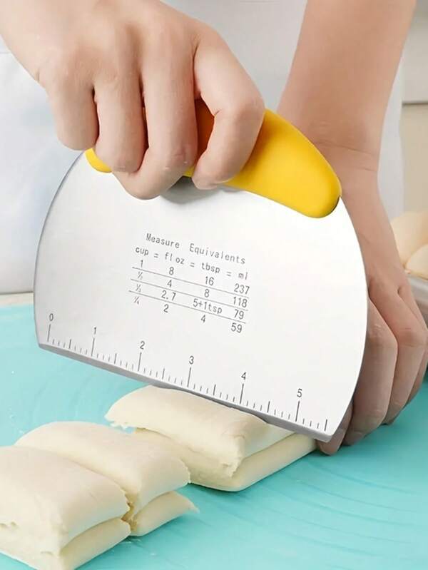 1pc Stainless Steel Scraper And Cutter With Scale - Versatile, Kitchen Gadgets For Dough, Pastry Cutting And Baking Tools