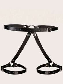 1 件黑色皮革腰带，臀带配腿环，装饰情侣性感束缚腰带，成人玩具，狂欢