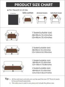 1pc Geometric Pattern Sofa Towel, Modern Polyester Anti-slip Towel Cover For Home - Dark Grey - View 3