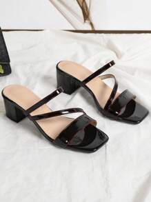 Women's Fashion Open Toe Square Toe Chunky Heel Sandals, Lightweight & Comfortable For Outdoor/Casual Wear - Black - View 6