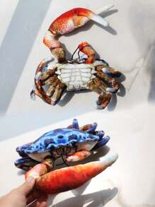 创意3D逼真可爱毛绒动物玩具，包括寄居蟹、螃蟹、黄/绿黄貂鱼、蓝黄貂鱼、鲨鱼、鲸鱼、海豚、龙虾和其他海洋生物。柔软毛绒玩具，减压搞笑礼物，家居装饰摆件，馈赠亲友的绝佳礼物。 - 彩色 - 查看 8