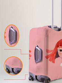 1pc Cartoon Portrait Print Luggage Cover, Fits 18-32 Inch Suitcases. Stretchable, Scratch-Proof & Dustproof, Stylish Decoration For Luggage. - Multicolor - View 3