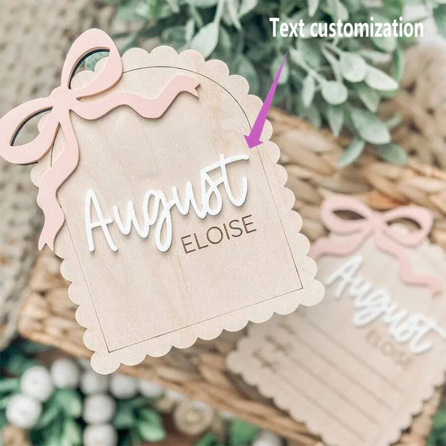 Personalisiertes Mädchen Namensschild, rosa Schleifendesign mit Geburtsinformationen & Name, personalisiertes Geburtsankündigungsschild als Geschenk zu Geburtstag, Abschluss, Harmonie Zuhause