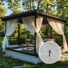 1 Piece White Outdoor Mosquito Net Curtain, Transparent Decorative Breathable Mesh, Adjustable Height, Easy Installation For Patio, Balcony, Garage Door, Backyard, Porch, Gazebo - White - View 5