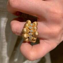 1 件复古纹理奢华优雅合成锆石可调节女士戒指，适合日常佩戴