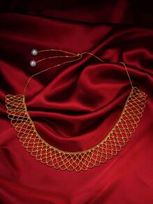 1 Pc Elegant Lace Choker Necklace, Graceful High-End Women Choker Collar Necklace For Brides, Weddings, Parties, Gifts For Lovers - Yellow Gold - View 2