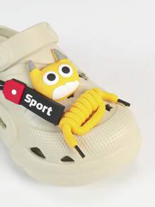 New Summer Fashion Women Cute Perforated Sandals With Cartoon Pendant, Round Toe Thick Bottom Breathable Slippers, Suitable For Outdoor Vacation Beach Wear, Khaki - Khaki - View 8