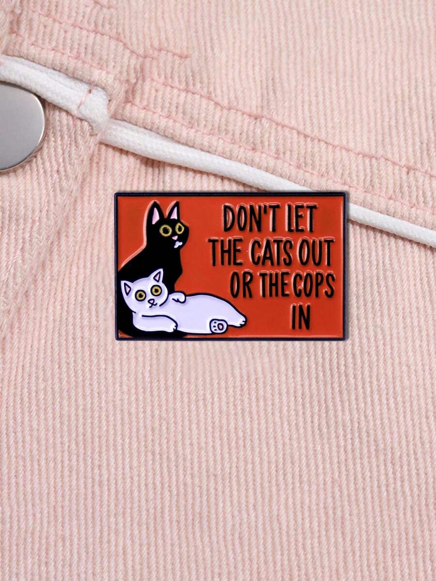 1pc Cat-Themed Casual Zinc Alloy Brooch, Seasonal Fashion Accessories, Gifts From Siblings, Fun Gifts, Personalized Products, High Quality Women's Enamel Brooch, Metal Anime Design