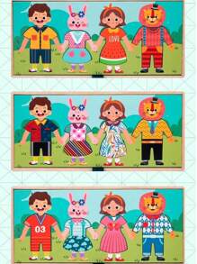 卡通换装木制拼图玩具，蒙特梭利早教小熊换装游戏，婴儿玩具，儿童礼物 - 換裝遊戲 - 查看 9