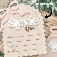 Personalisiertes Mädchen Namensschild, rosa Schleifendesign mit Geburtsinformationen & Name, personalisiertes Geburtsankündigungsschild als Geschenk zu Geburtstag, Abschluss, Harmonie Zuhause