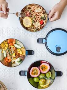 1 pieza Caja de almuerzo Bento con compartimentos aislados y extraíbles, con estilo y práctica, hecha de acero inoxidable de alta calidad, adecuada para trabajadores de oficina, estudiantes, picnics al aire libre, comidas en el hogar