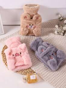 1st Cartoon Animal Geborduurde Pluche Warmwaterkruik 400ml