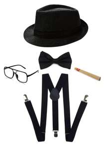 D EXCEED 5 PCS 1920s Costume Accessories Set For Women And Man Great Gatsby Party Hat Bowknot Prop Glasses Shoulder Strap Decoration Dance Party Halloween Holiday Decoration Gifts ﻿ Prom - Multicolor - View 5