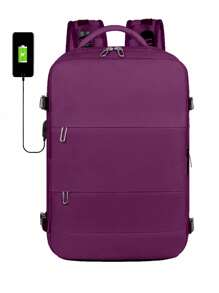 1 pieza Mochila de viaje ligera de gran capacidad, bolso de trabajo para mujer, portátil con diseño de correa para equipaje. Mochila de estilo universitario con compartimento para zapatos. B - Amarillo - Ver 9