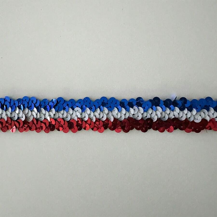3 Rows Elastic Sequin Apparel Accessories, 3-Color Sequin Trimming, DIY Sequin Strips