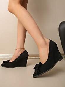 Women's Wedge Shoes, Professional Style High Heel, Pointed Toe, Suede, Fashion Comfortable Versatile Increased Height, Plus Size